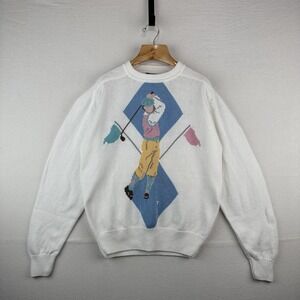 90s Vintage Gant Hand Intarsia Men's XL Knit‎ Golf Sweater Graphic